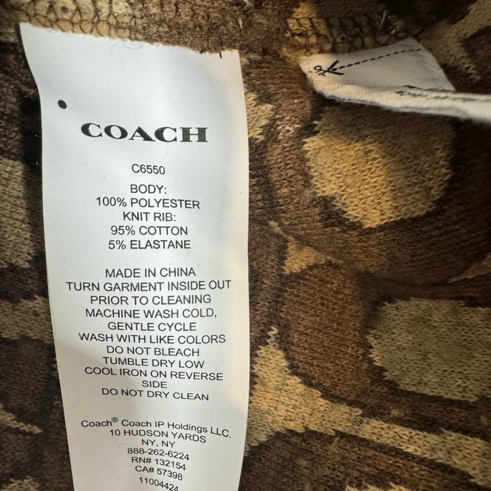 Coach Signature Monogram Sherpa Fleece Pullover Sweatshirt Brown Tan Women’s S